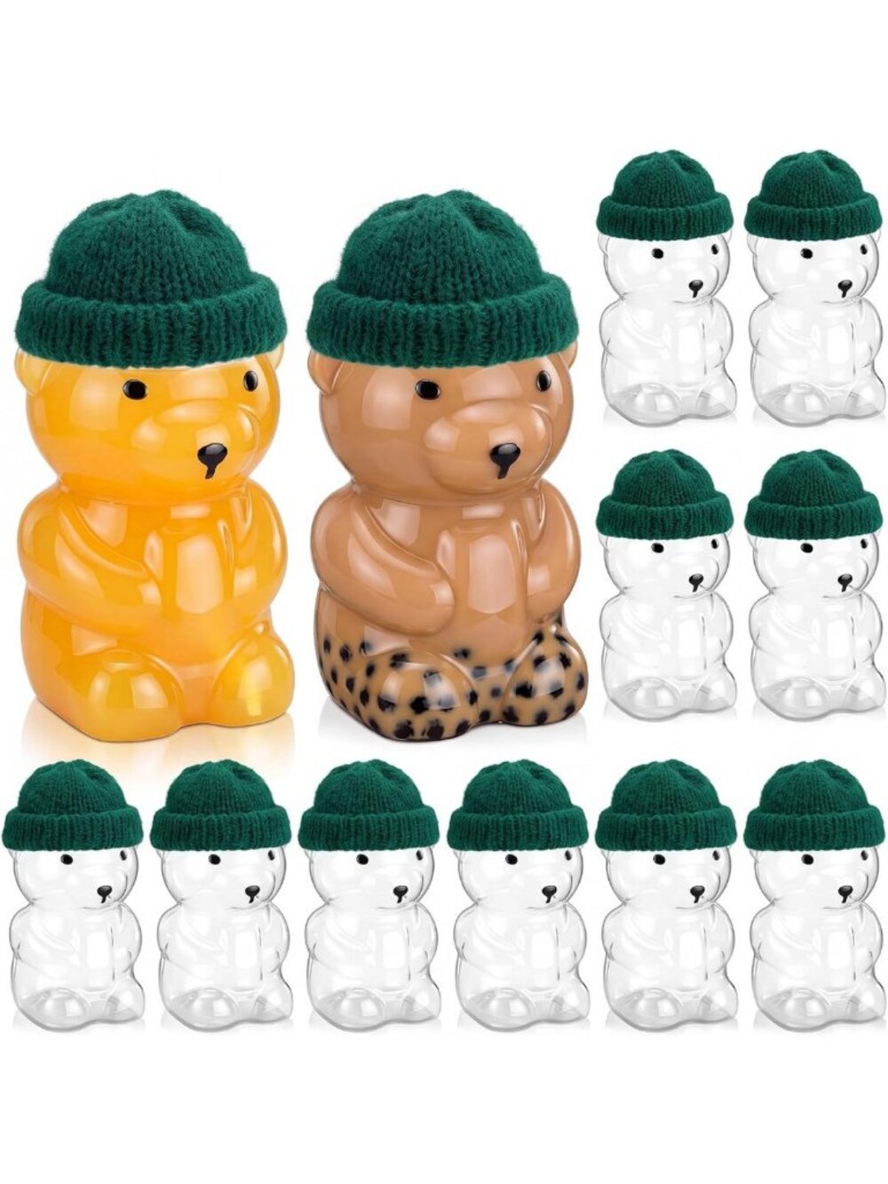 12 Pcs 15 oz Clear Plastic Bear Cups - Eco-Friendly, Reusable, Party Supplies
